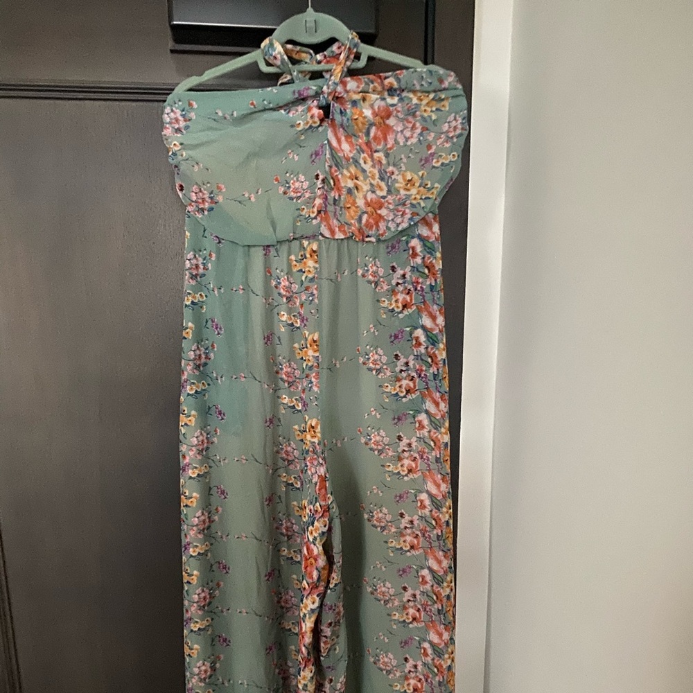 High neck tie jumpsuit